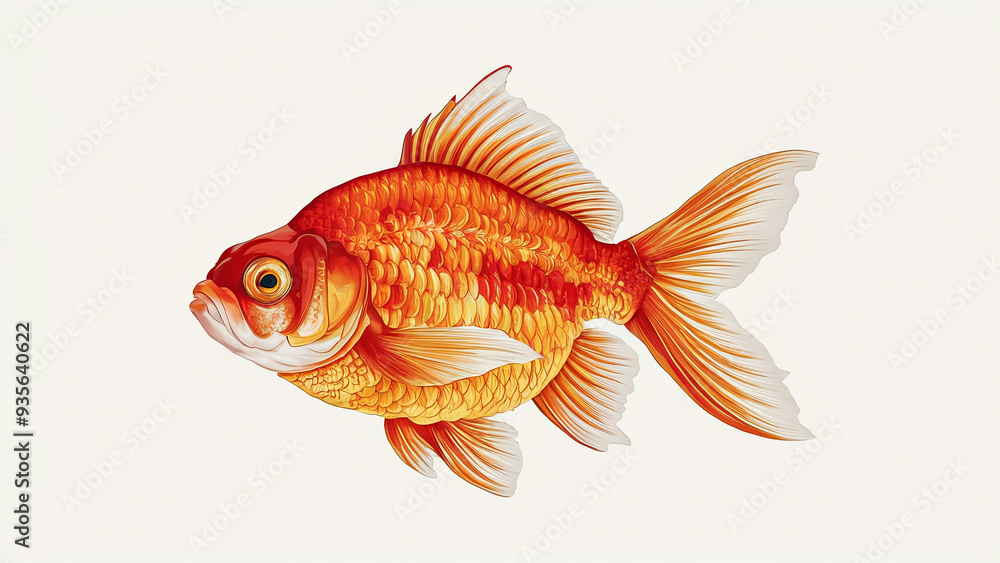 Fototapeta premium gold fish isolated on white