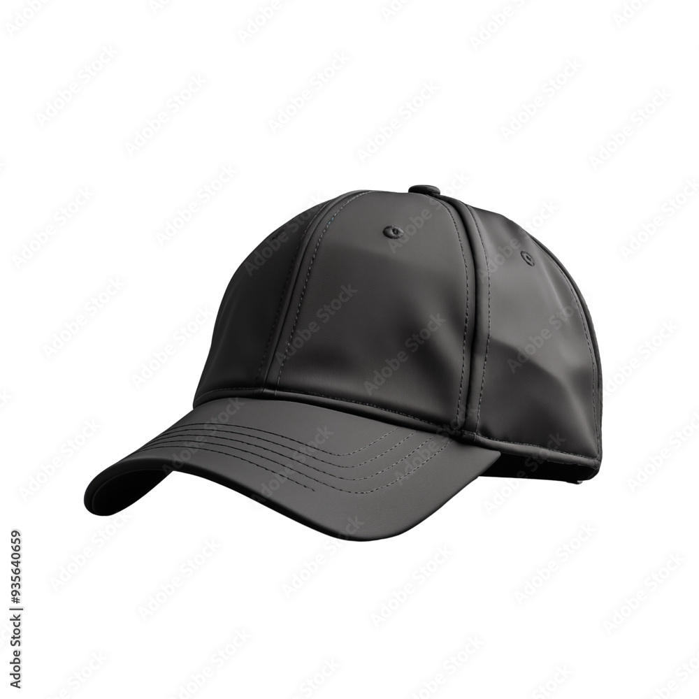 Blank black baseball cap mockup side view isolated on transparent background. Generative ai Blank black baseball cap mockup side view isolated on transparent background. Generative ai