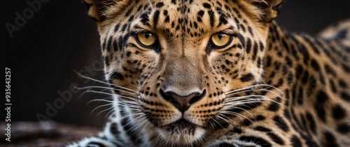 Close-up portrait of a leopard with intense golden eyes