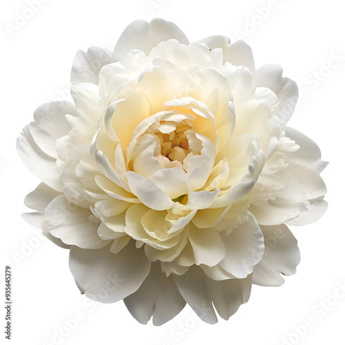 Fototapeta Naklejka Na Ścianę i Meble -  peony flower white bud top view, isolated on on white transparent background, top view, cut out png element.