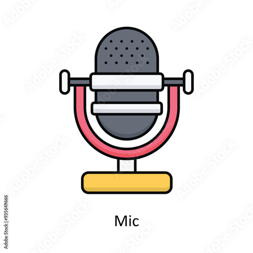 Mic vector filled outline icon design illustration ,music equipment symbol on white background ,EPS 10 file 