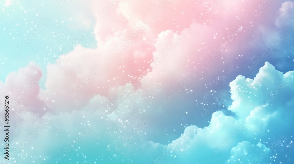 A serene blend of pastel clouds in soft pink, blue, and white hues with a touch of sparkling stars. A serene blend of pastel clouds in soft pink, blue, and white hues with a touch of sparkling stars.