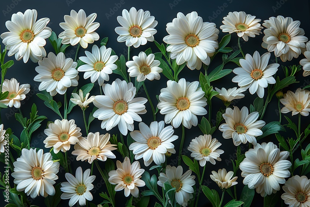 Obraz premium A close up of a bunch of white flowers with green stems