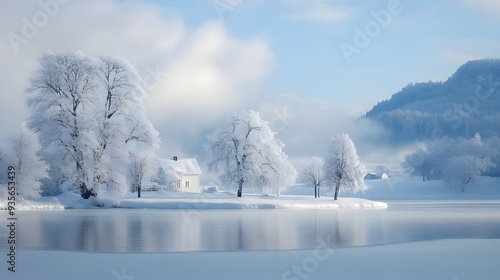 60. A serene New Year is Day scene with a quiet snowy landscape and a fresh start