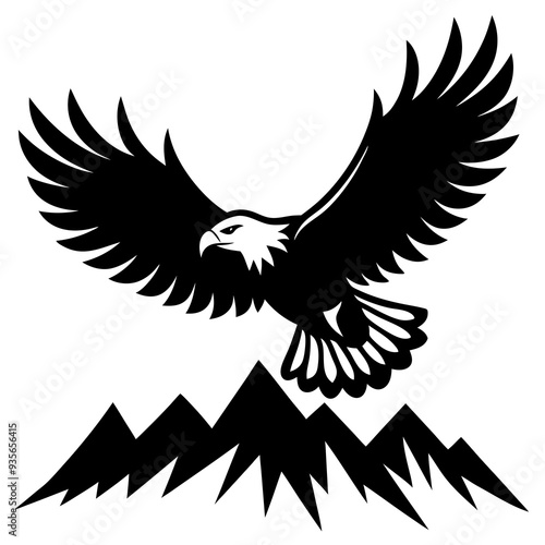 A patriotic bald Eagle soaring over mountains vector illustration