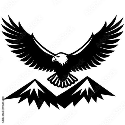 A patriotic bald Eagle soaring over mountains vector illustration