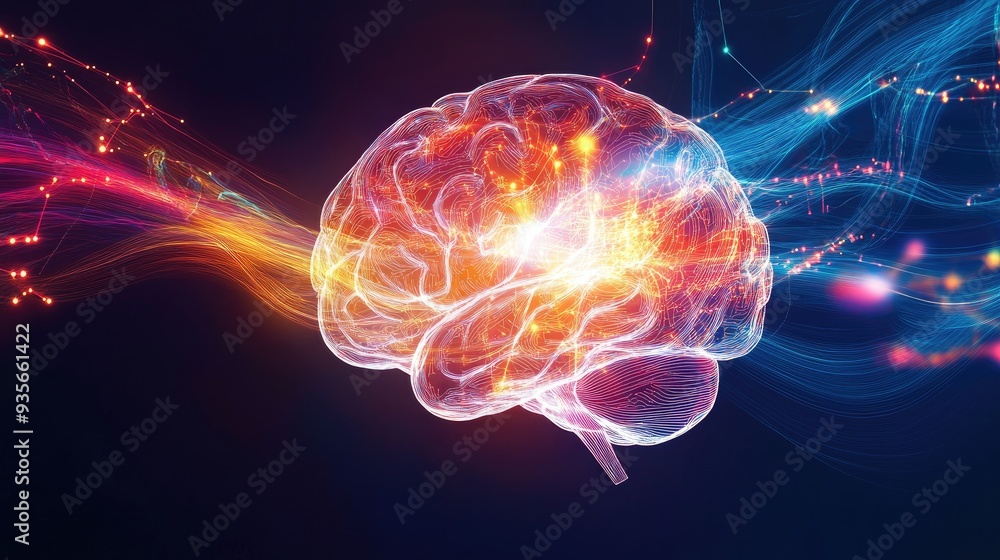 An abstract human brain with circuits and light trails, symbolizing AI technology, with ample room for text. An abstract human brain with circuits and light trails, symbolizing AI technology, with ample room for text.
