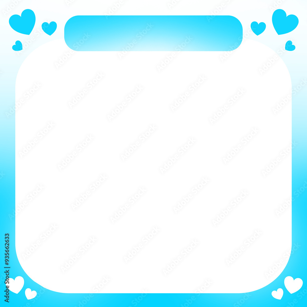 blue square frame and topic banner with heart in corner blue square frame and topic banner with heart in corner