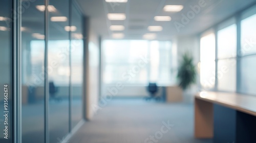 Obraz na płótnie Modern office interior with blurred perspective and natural lighting during daytime work hours w salonie