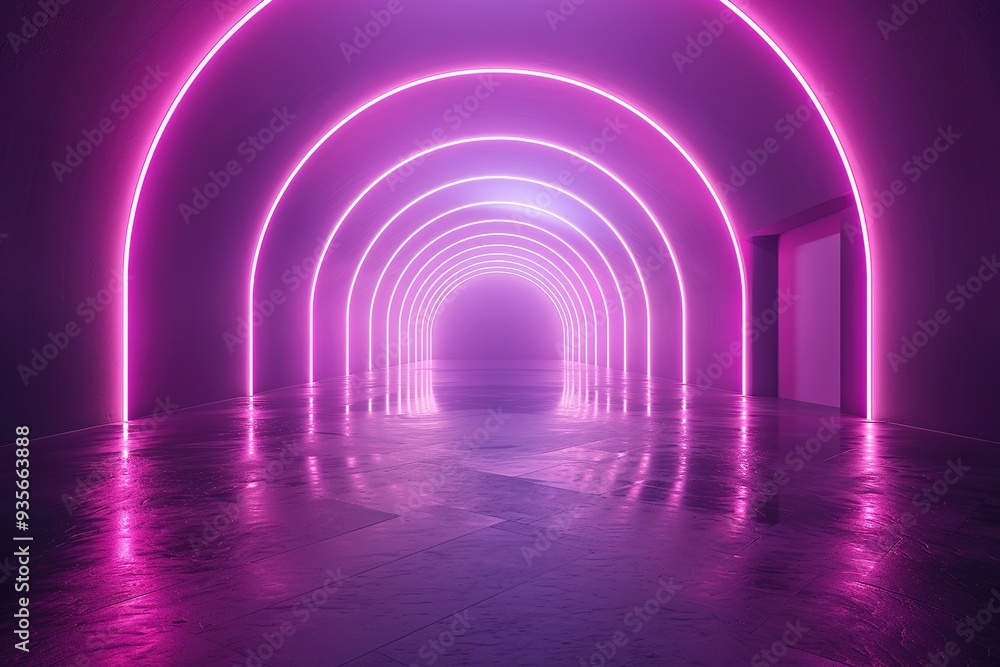 Ultraviolet abstract light. Light tunnel and laser lines. Violet and pink gradient. Modern background, neon light. Empty stage, spotlights, neon. Abstract light Ultraviolet abstract light. Light tunnel and laser lines. Violet and pink gradient. Modern background, neon light. Empty stage, spotlights, neon. Abstract light