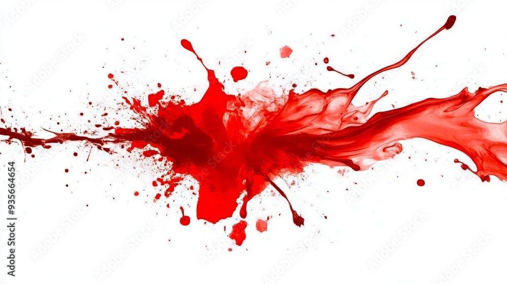 A red paint splatter on a white background A red paint splatter on a white background