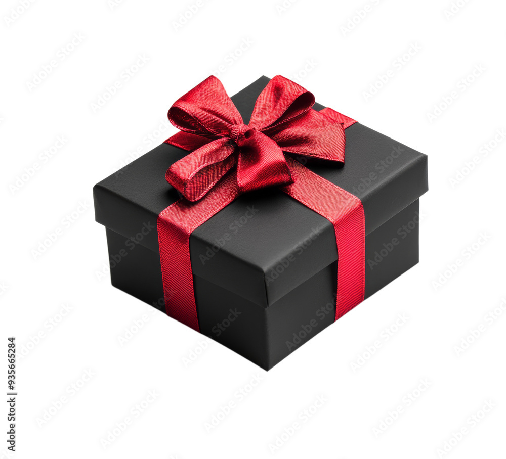 3D Black Friday gift box icon with a red bow and sale tag isolated on transparent background 3D Black Friday gift box icon with a red bow and sale tag isolated on transparent background