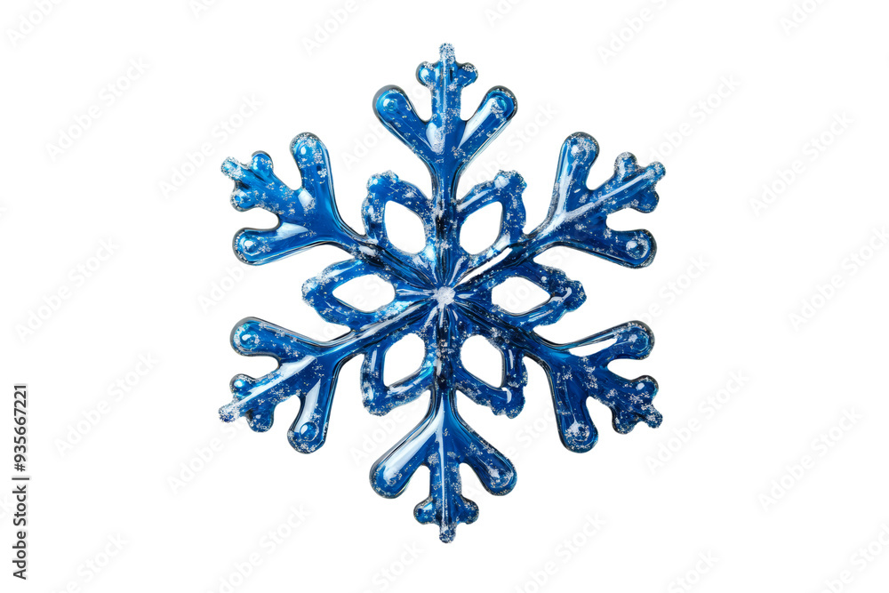 3D glass snowflake with intricate details and frosty edges top view isolated on transparent background 3D glass snowflake with intricate details and frosty edges top view isolated on transparent background