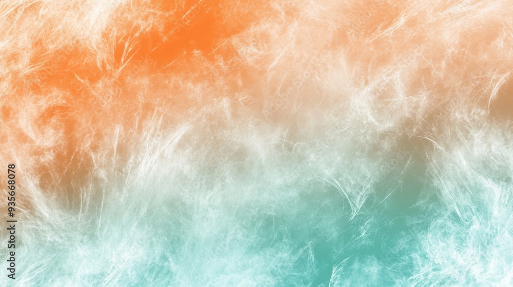 A vibrant abstract composition with fluffy textures, blending orange, white, and aqua colors creating a dreamy atmosphere. A vibrant abstract composition with fluffy textures, blending orange, white, and aqua colors creating a dreamy atmosphere.