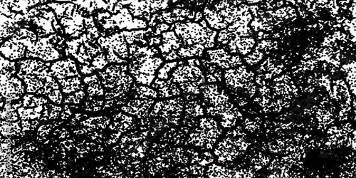 Crack seamless pattern. Repeating crackle texture. Black stone effect on white background. Repeated ground structure for prints design.