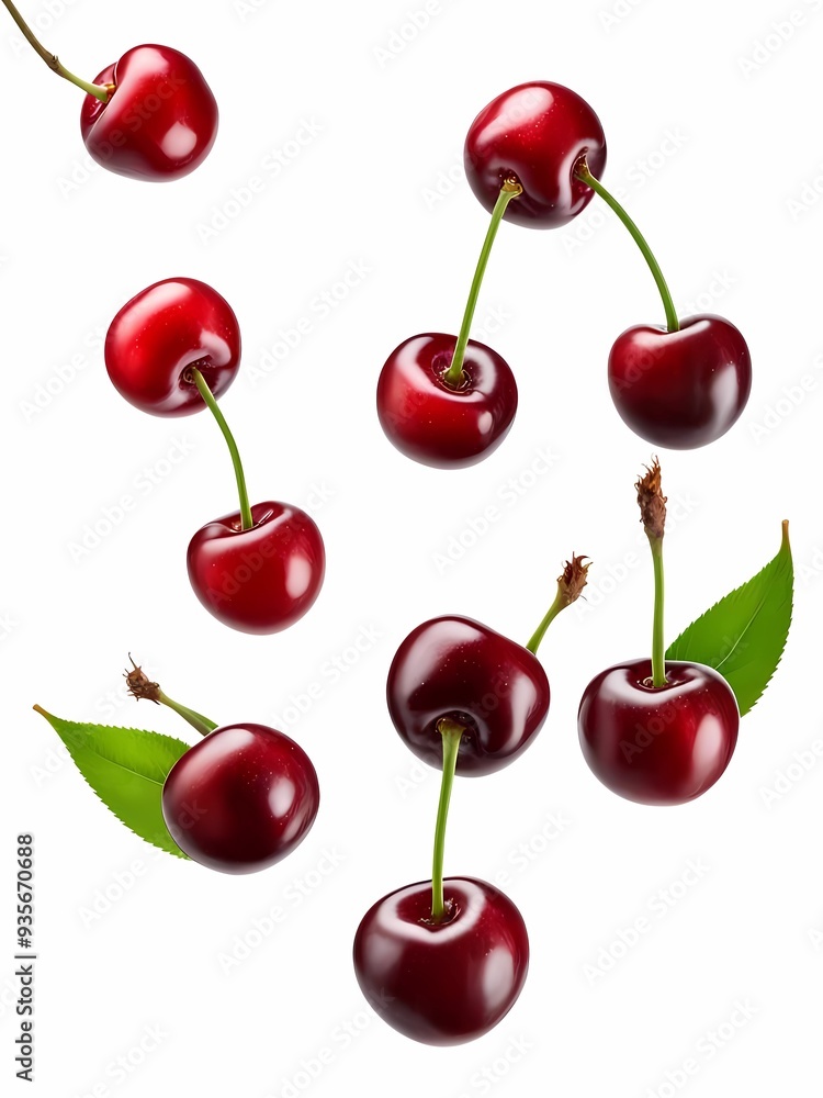 set of cherries isolated set of cherries isolated