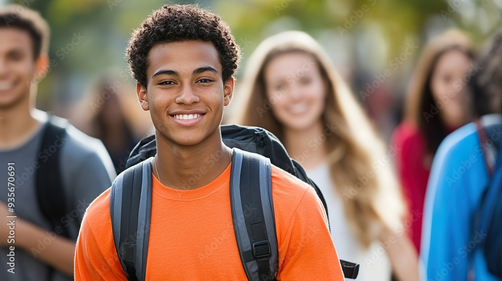 Diverse Teen Group Walking Together Urban Streets Smiling Backpacks Summer Outdoor School Life Diverse Teen Group Walking Together Urban Streets Smiling Backpacks Summer Outdoor School Life