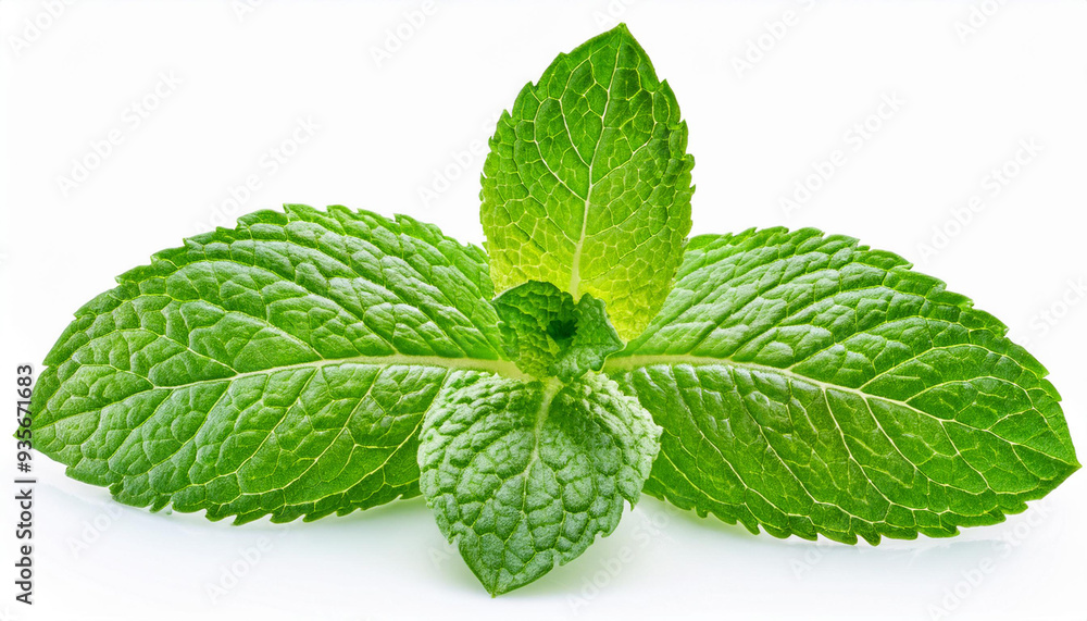 green mint leaf isolated on white green mint leaf isolated on white