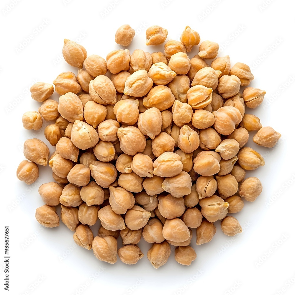 Heap of preserved chickpeas isolated on white background, top view Heap of preserved chickpeas isolated on white background, top view