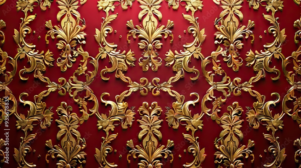 The gold stucco design of native thai style on the Wall. AI generated illustration The gold stucco design of native thai style on the Wall. AI generated illustration
