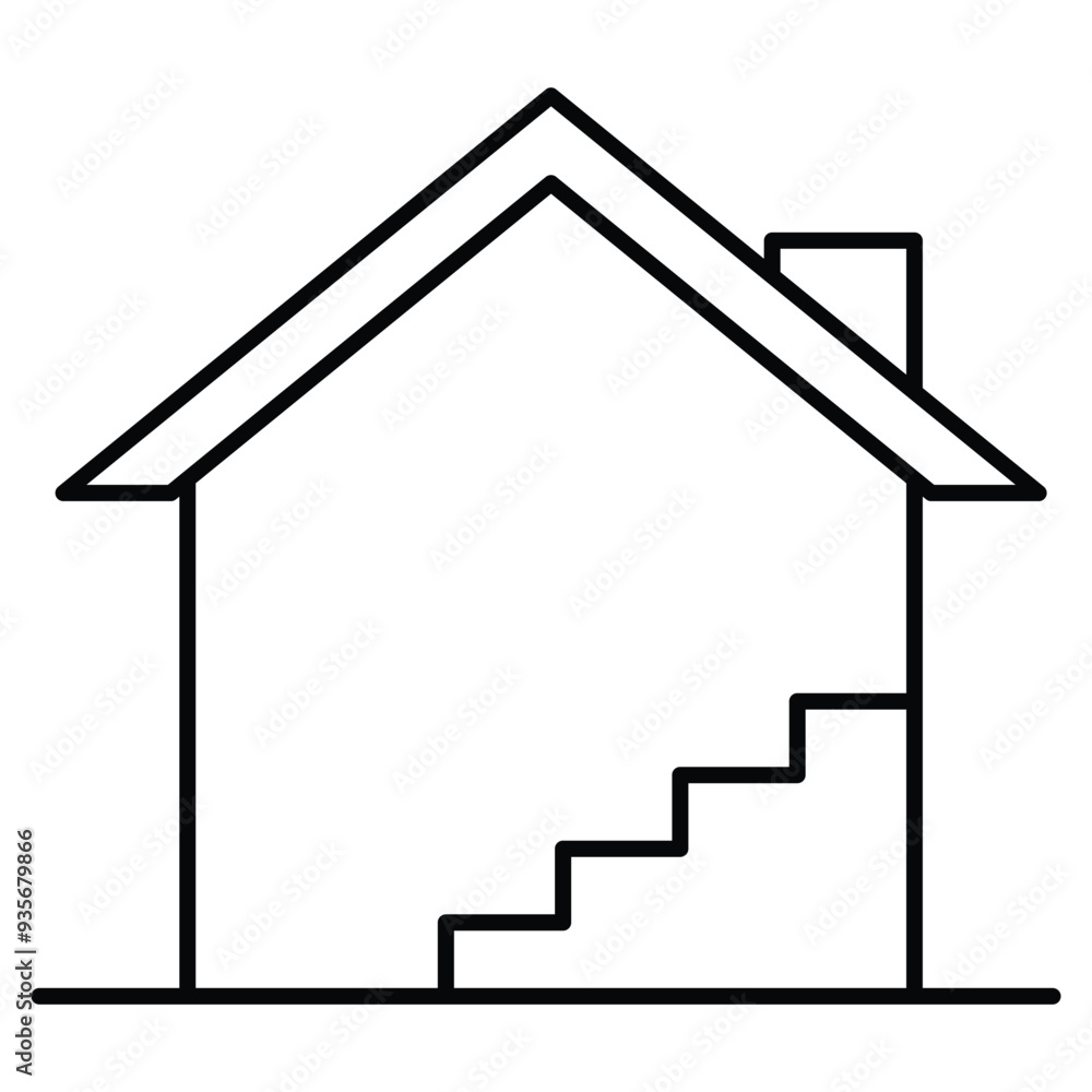 Stairs Inside A House Icon Design. Represents Indoor Stairs, House Stairs, Inside Staircase, Internal Stairs. Vector icon. Stairs Inside A House Icon Design. Represents Indoor Stairs, House Stairs, Inside Staircase, Internal Stairs. Vector icon.