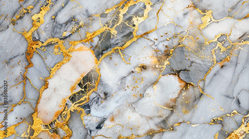 Obraz premium Luxurious white Carrara statuaries marble texture background. Calacatta glossy marble with golden streaks. Luxury White Gold Marble texture background. AI generated illustration