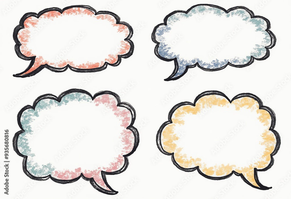 Vector Crayon Speech Bubble Set: Customizable Illustrations for Digital and Print Vector Crayon Speech Bubble Set: Customizable Illustrations for Digital and Print