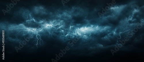 Dramatic thunderstorm with torrential rain and striking lightning against a dark, ominous sky, showcasing the raw power of nature