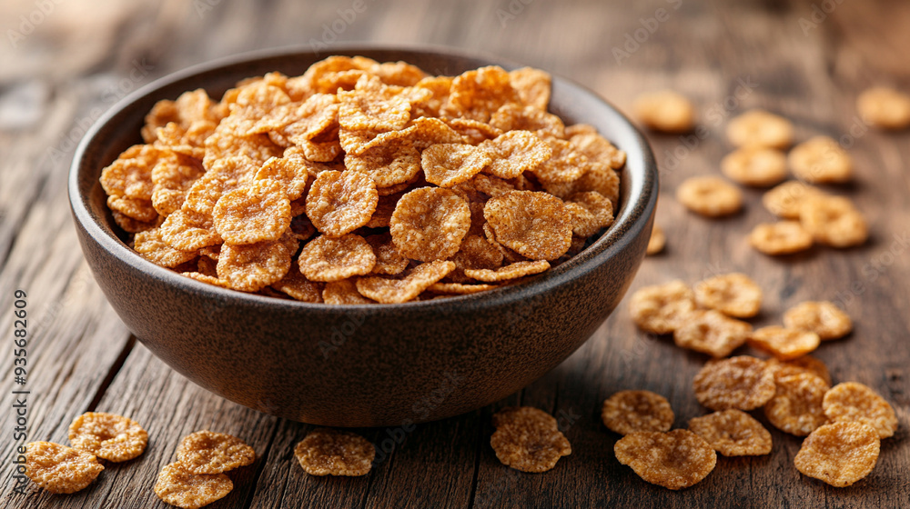 empty bowl of cornflakes on a table, symbolizing simplicity and the start of a new day. The blank space emphasizes the idea of beginning or emptiness empty bowl of cornflakes on a table, symbolizing simplicity and the start of a new day. The blank space emphasizes the idea of beginning or emptiness