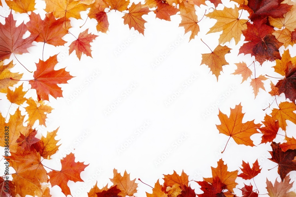 Autumn Maple Leaves Frame on White Background Autumn Maple Leaves Frame on White Background
