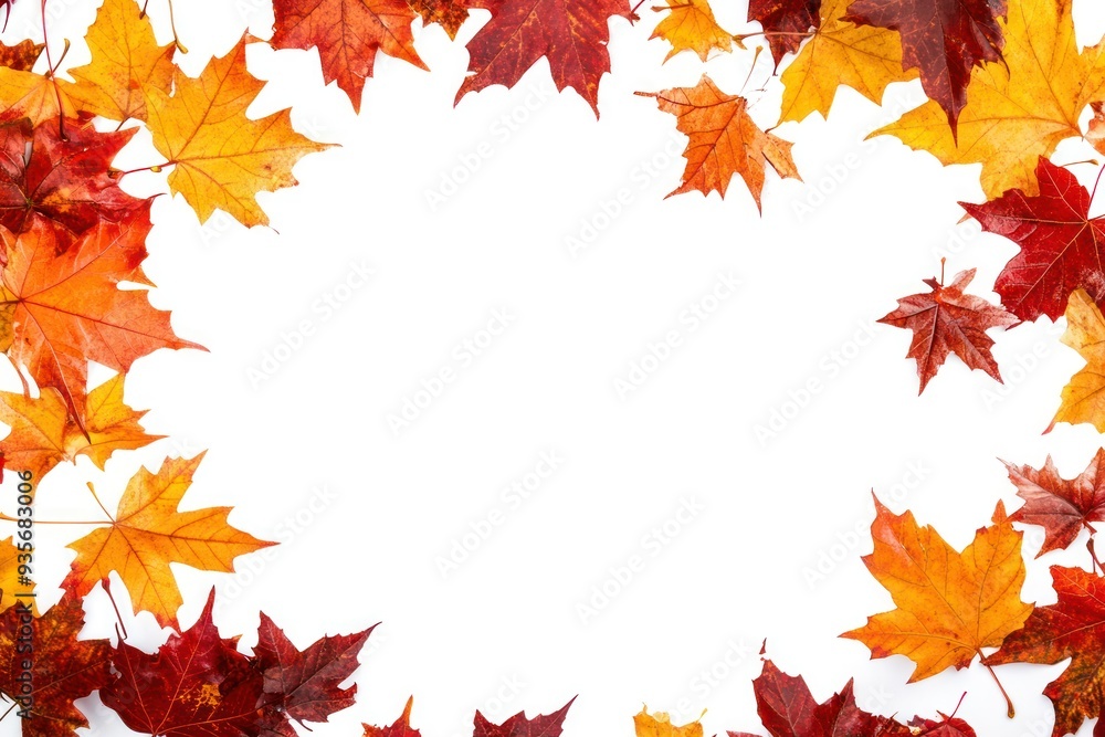 Autumn Leaves Frame with White Background Autumn Leaves Frame with White Background