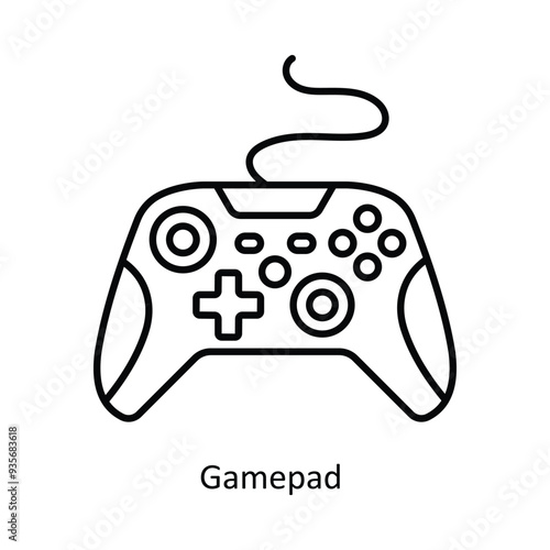 Gamepad  vector outline icon design illustration ,music equipment symbol on white background ,EPS 10 file 