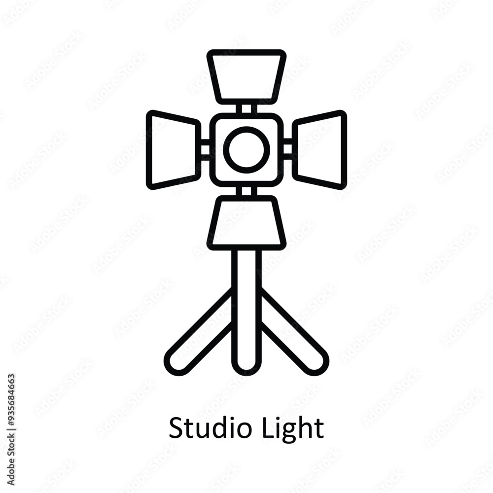 Obraz premium Studio Light vector outline icon design illustration ,music equipment symbol on white background ,EPS 10 file