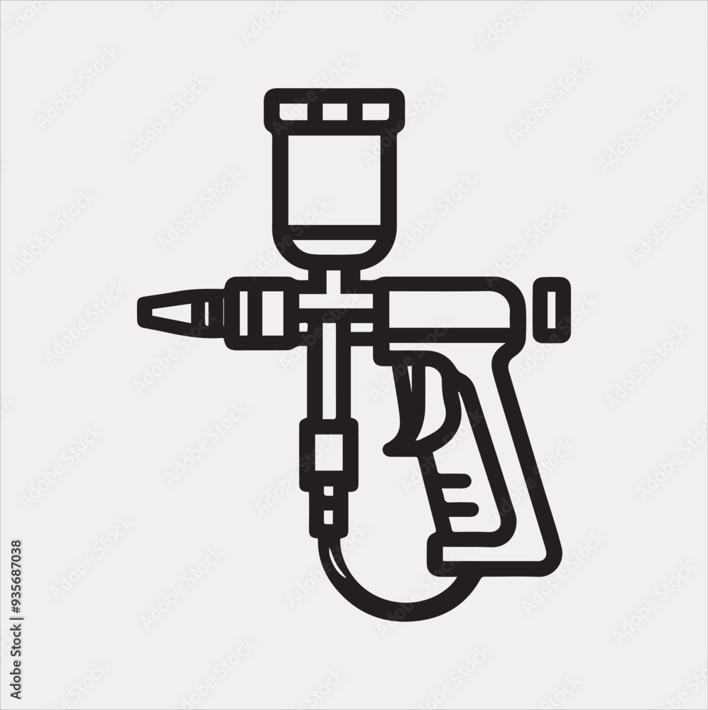 Paint spray gun outline icon Vector silhouette icon on a white background Paint spray gun outline icon Vector silhouette icon on a white background