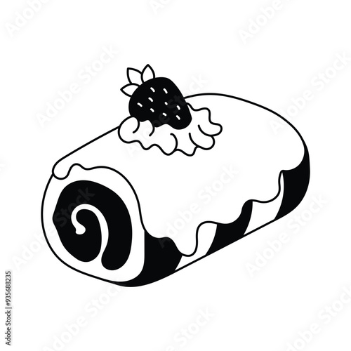 Delicious swiss roll cake vector design, bakery, dessert and sweet treat concept