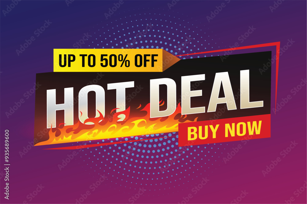 Fototapeta premium Hot deal buy now super sale poster banner graphic design icon logo sign symbol social media website coupon