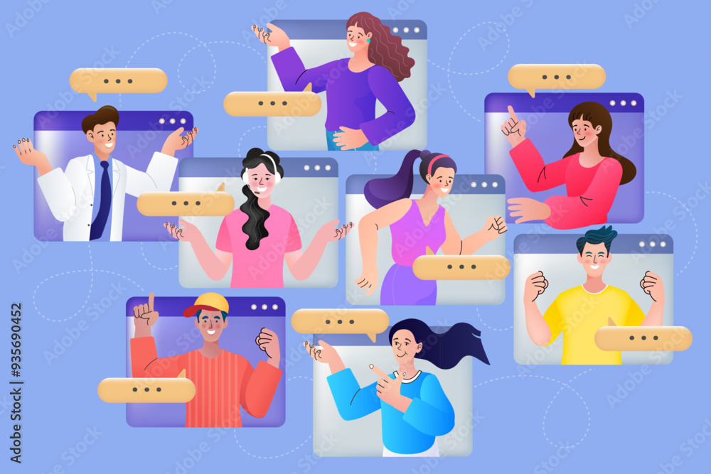 Video conferencing at home man having video call meeting with clients at home. group of people cheerful communicating online. Video conferencing at home man having video call meeting with clients at home. group of people cheerful communicating online.