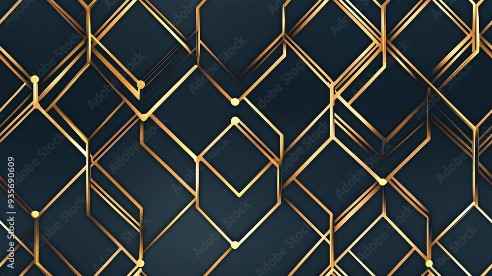 A blue Luxury abstract seamless pattern with chic golden lines. A blue Luxury abstract seamless pattern with chic golden lines.