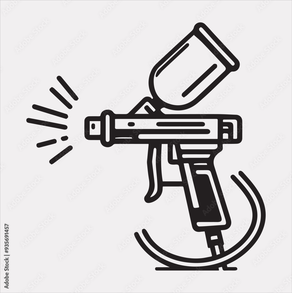Paint spray gun outline icon Vector silhouette icon on a white background Paint spray gun outline icon Vector silhouette icon on a white background