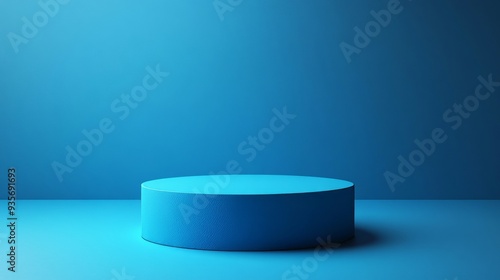 A blue pedestal with a round shape