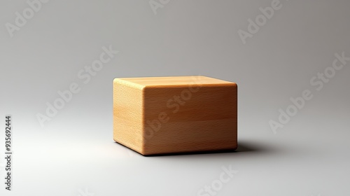 A wooden box is sitting on a grey surface