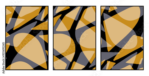 Set of 3 Abstract pattern. Illustration for printing on wall decorations. For use in graphics.