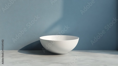 A white bowl sits on a grey countertop