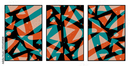 Set of 3 Abstract pattern. Illustration for printing on wall decorations. For use in graphics.