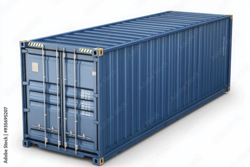Blue shipping container isolated on white background Blue shipping container isolated on white background
