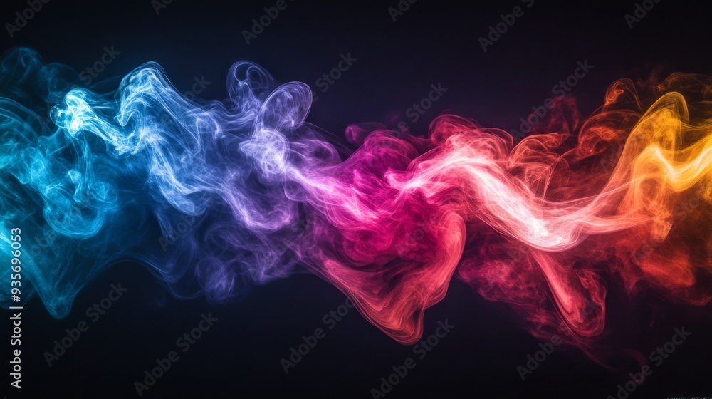 Fototapeta premium High-resolution image of smoke from a fireworks display, with colorful bursts and trails creating a dynamic visual effect