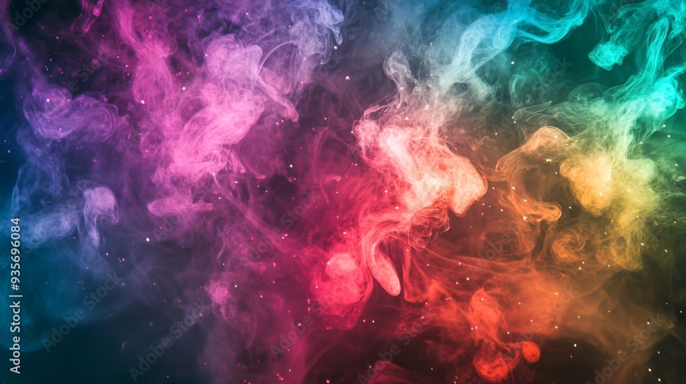 High-resolution image of smoke from a fireworks display, with colorful bursts and trails creating a dynamic visual effect High-resolution image of smoke from a fireworks display, with colorful bursts and trails creating a dynamic visual effect