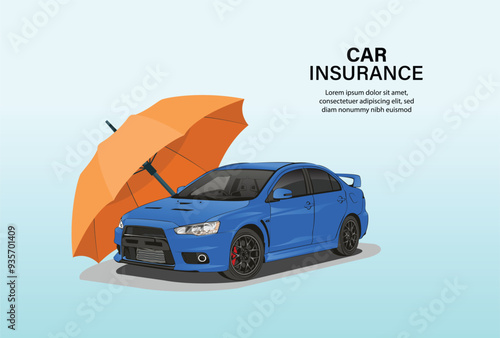 icon logo sign auto insurance illustration. Character buying or renting car and signing full coverage insurance policy Car safety, assistance and protection concept vector illustration