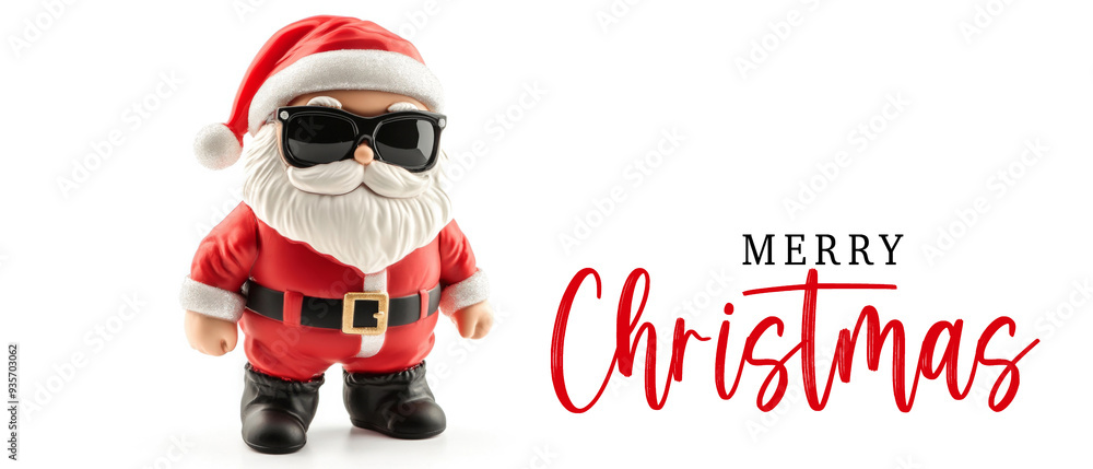 Merry Christmas holiday greeting card with text - Cool hipster santa claus with sunglasses, isolated on white background. Merry Christmas holiday greeting card with text - Cool hipster santa claus with sunglasses, isolated on white background.