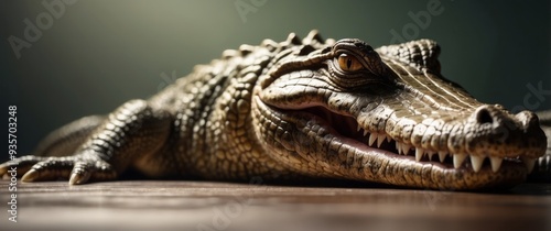 Close-up of a Crocodile's Head with Open Mouth photo